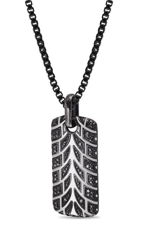 Shop Luvmyjewelry Racer Swag Tire Tread Silver & Black Diamond Tag Necklace In Dark Grey