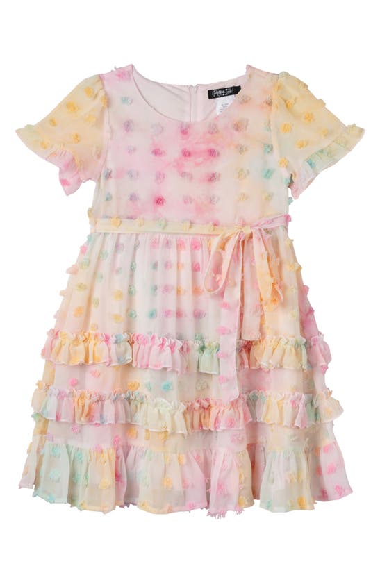 Shop Rare Editions Kids' Ombré Textured Dot Chiffon Dress In Pink