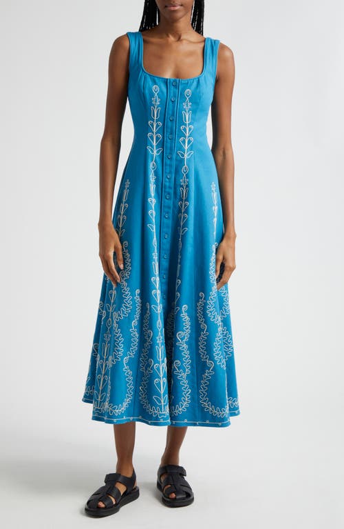 ALEMAIS Donovan Corded Floral Organic Cotton Dress Sapphire at Nordstrom,