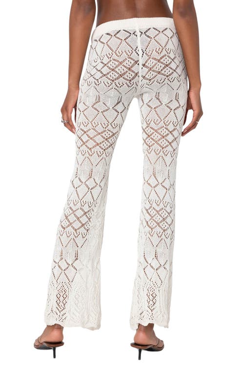 Edikted Fable Mixed Open Stitch Cotton Blend Pants In Cream