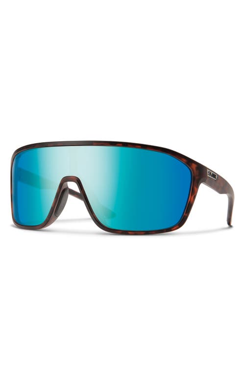 Smith Boomtown 135mm Chromapop™ Polarized Shield Sunglasses In Matte Tortoise/opal Mirror