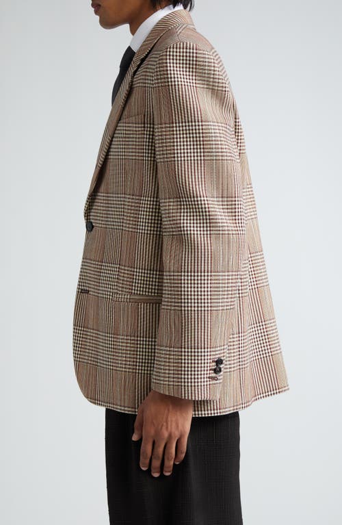 Bottega Veneta Checked Double Cotton Blend Jacket In Brown/white/yellow