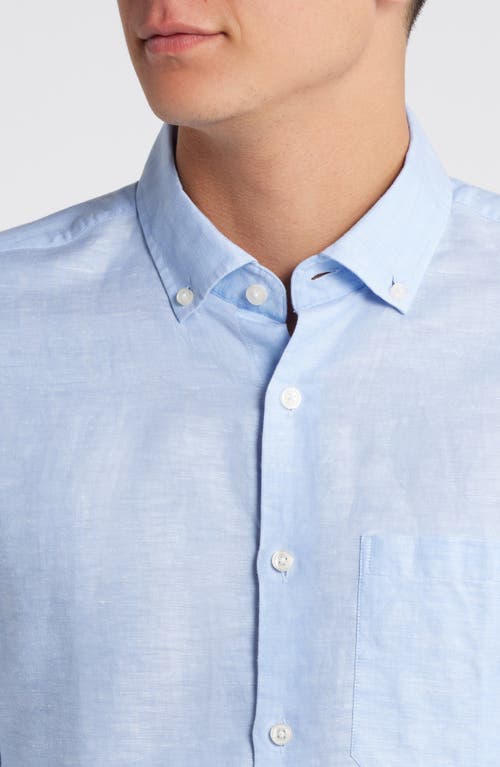 Shop Scott Barber Solid Linen & Lyocell Twill Button-down Shirt In Sky