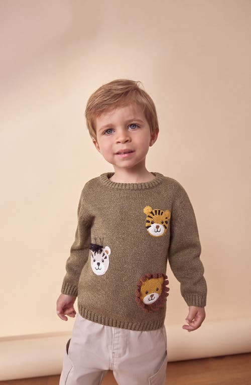 Shop Next Kids' Safari Appliqué Cotton Graphic Sweater In Green