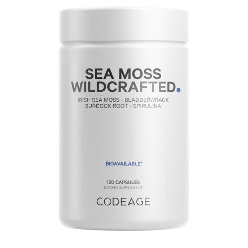 Codeage Raw Wildcrafted Irish Sea Moss, Bladderwrack, Burdock Root, Spirulina & BioPerine Pepper, 120 ct in White at Nordstrom