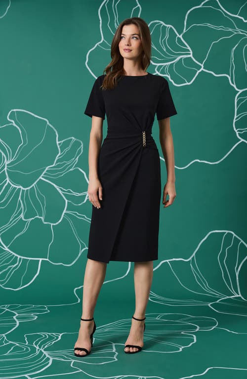 Shop Maggy London Pleated Waist Sheath Dress In Black