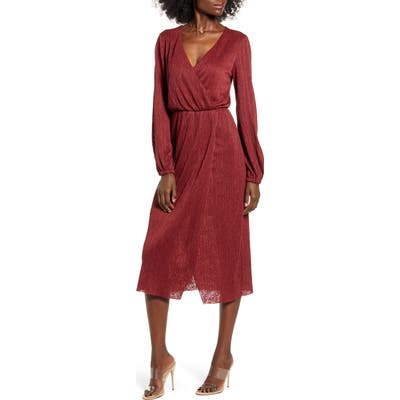 All In Favor Long Sleeve Midi Dress, Burgundy