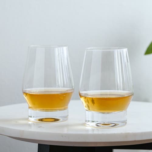 Viski Raye Crystal Heavy Base Whiskey Glasses Set Of 2 In Clear