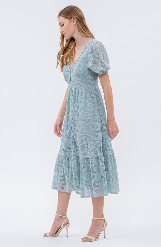 Shop Blu Pepper Lace Short Sleeve Maxi Dress In Light Teal