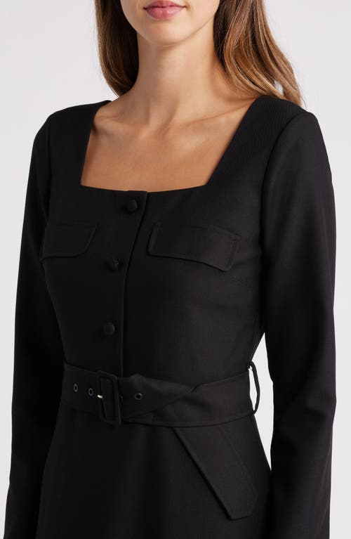 Shop Zoe And Claire Long Sleeve Button-up Shirtdress In Black