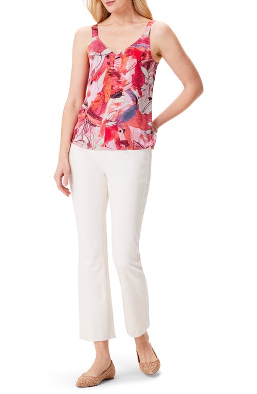 Shop Nic + Zoe Nic+zoe Scribble Bouquet Crepe Tank In Pink Multi