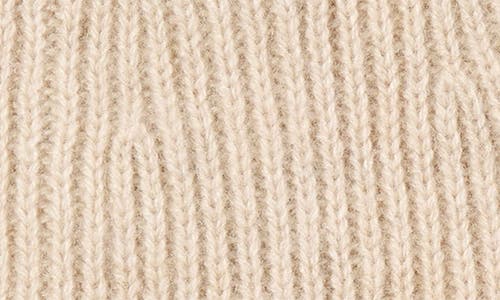 Amicale Ribbed Cashmere Double Cuff Beanie In Oat