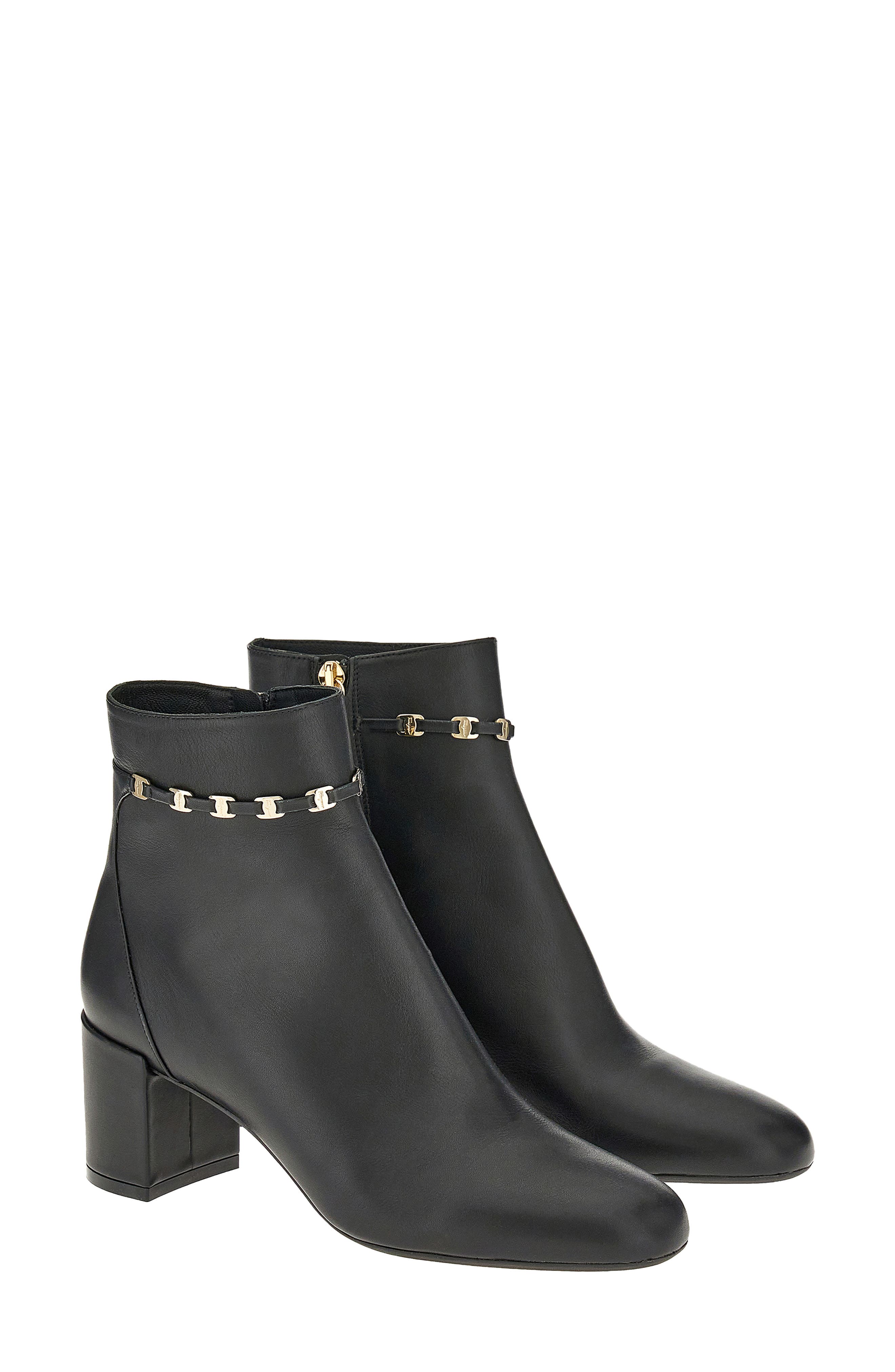 black leather ankle boots zip