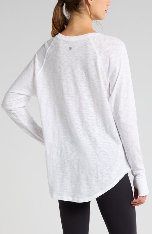Zella Relaxed Washed 2.0 Long Sleeve Slub Tee In White