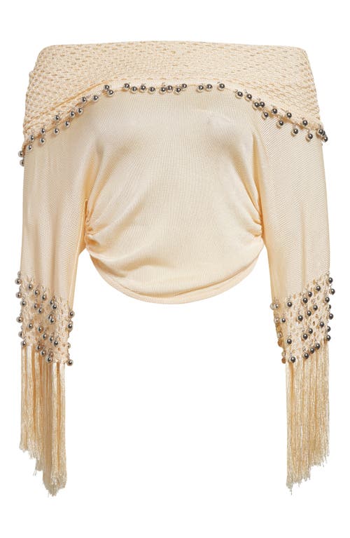 RABANNE RABANNE BEADED OFF THE SHOULDER KNIT TOP 