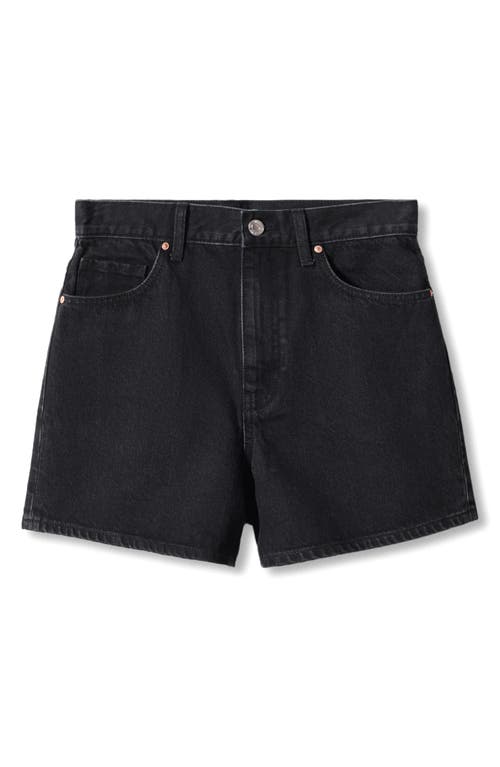 Shop Mango High Waist Denim Shorts In Black Denim