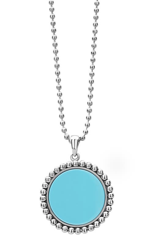 Shop Lagos Maya Blue Ceramic Pendant Necklace In Silver/blue