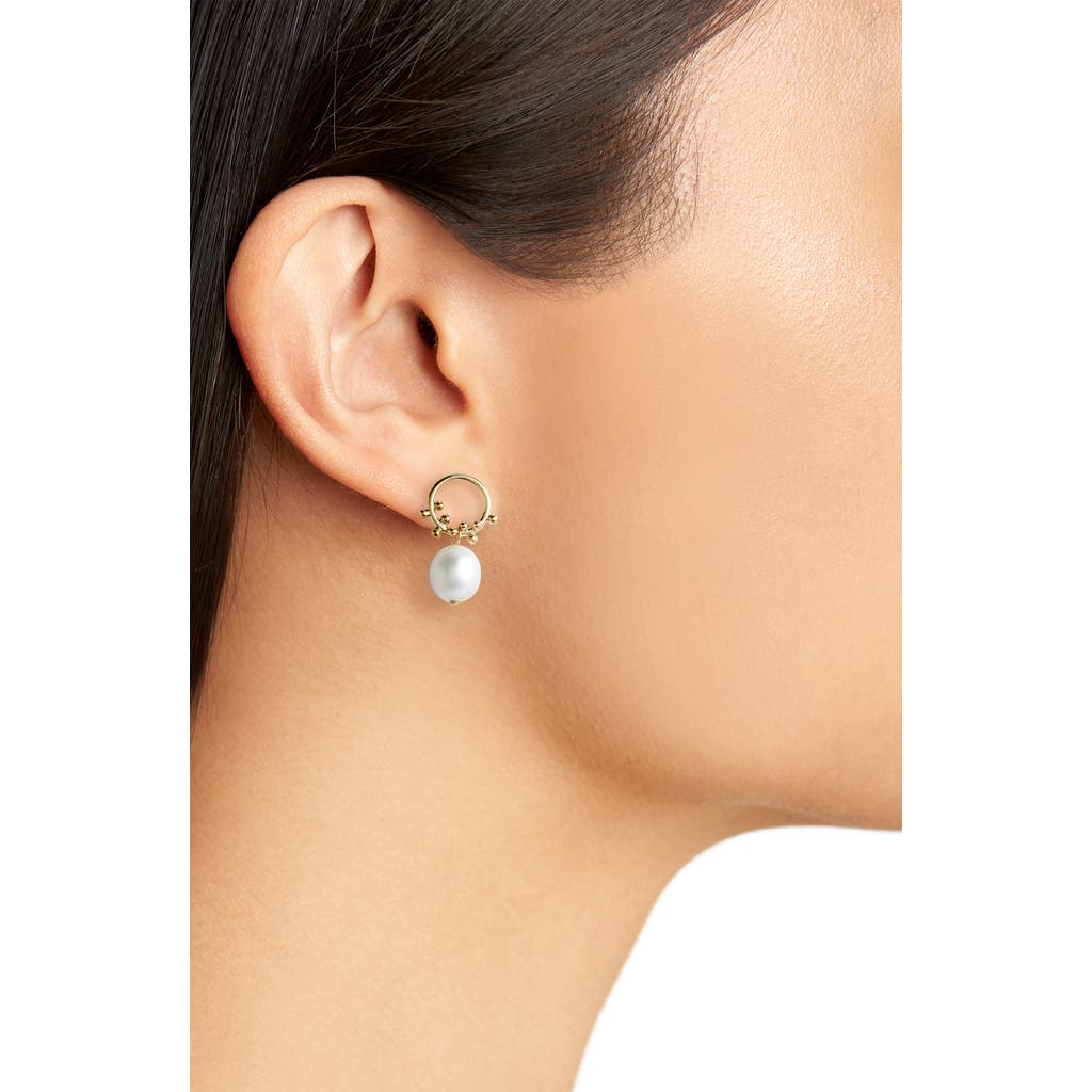 POPPY FINCH POPPY FINCH CULTURED PEARL BUBBLE FRONT HOOP EARRINGS