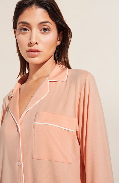 Shop Eberjey Gisele Jersey Knit Pajamas In Peach Parfait/ivory