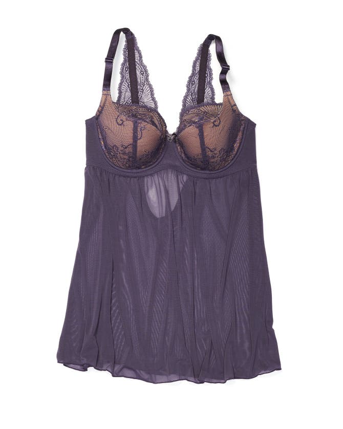 Shop Adore Me Ella Babydoll Lingerie In Dark Purple