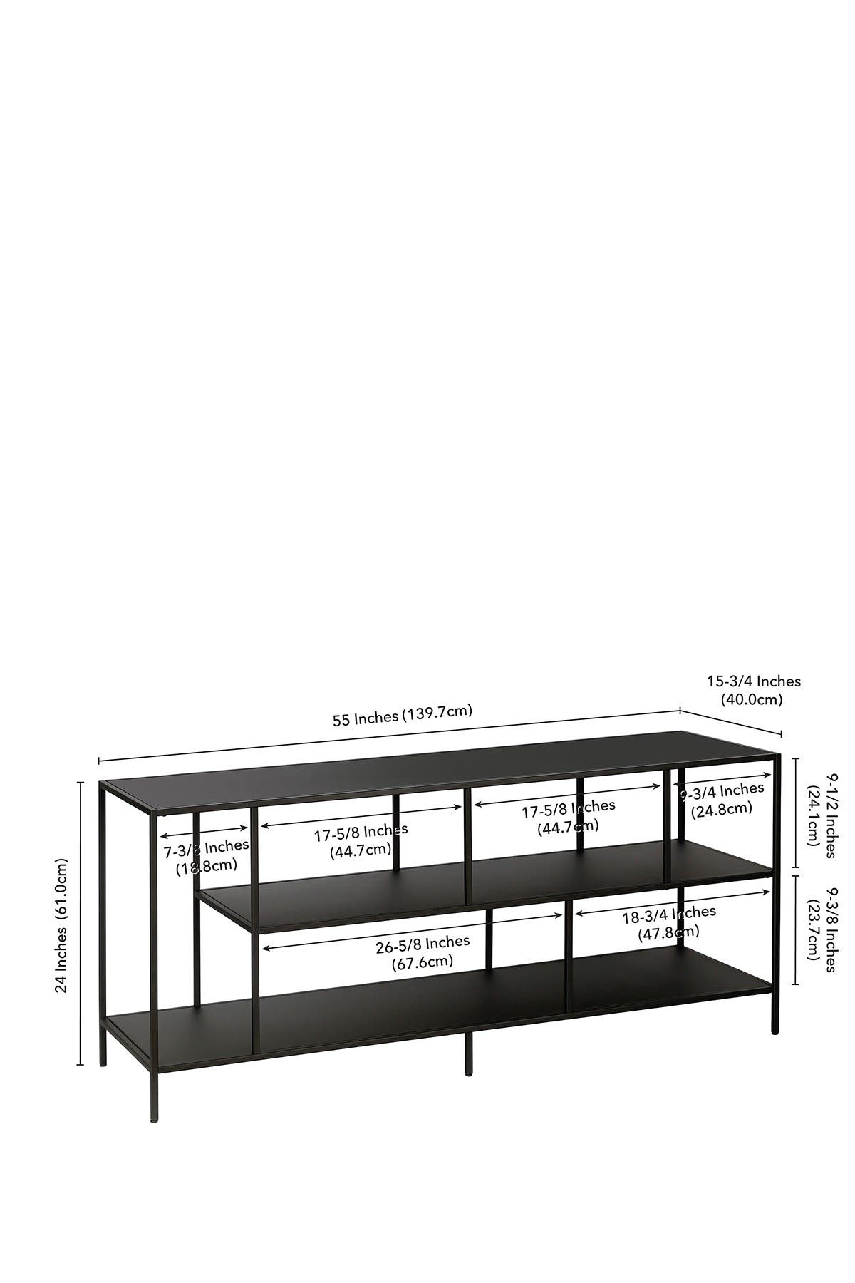 Addison And Lane Winthrop 55" Blackened Bronze Tv Stand With Metal Shelves In Rust/copper1