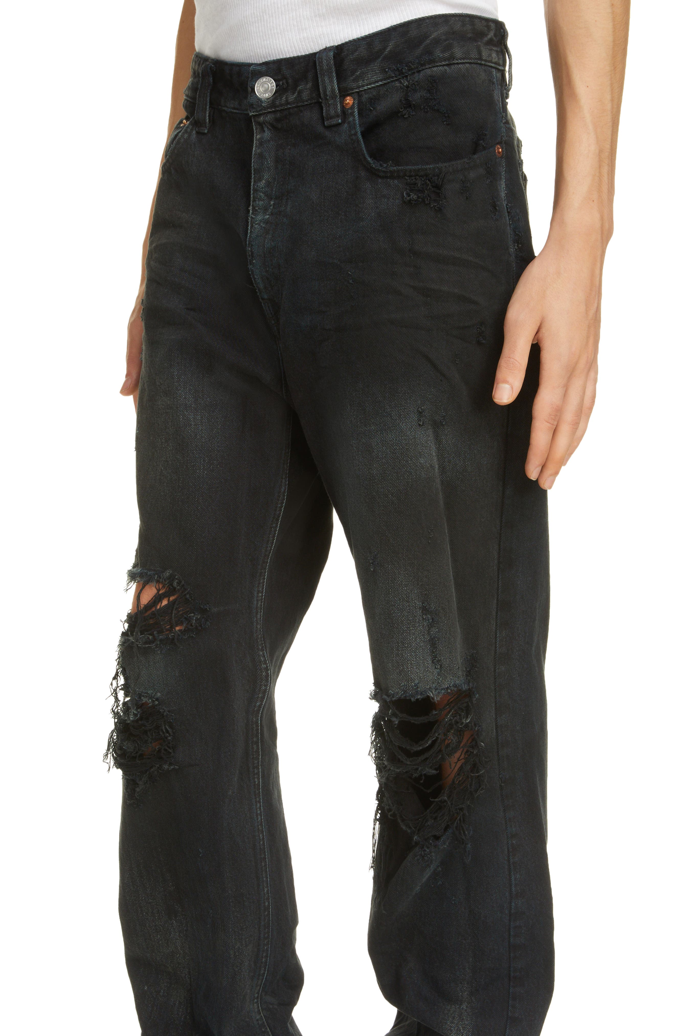 Balenciaga Destroyed Ripped Nonstretch Jeans in Flat Black | Smart 