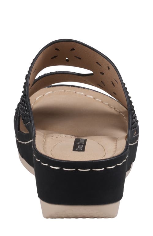 Shop Good Choice New York Santiago Platform Wedge Slide Sandal In Black