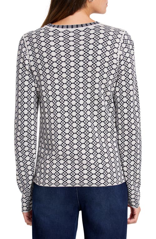 Shop Nic + Zoe Nic+zoe Geo Reversible Knit Top In Indigo Multi