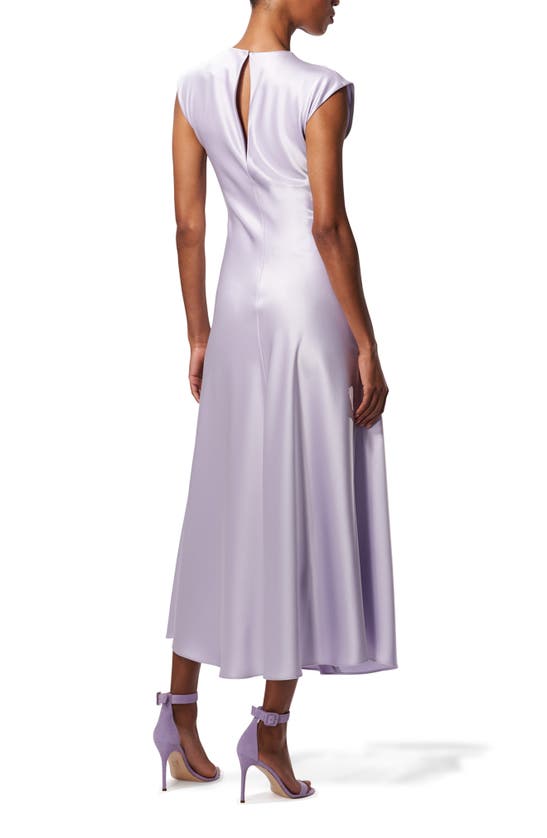 Shop Carolina Herrera Bias Cut Satin Midi Dress In Lilac