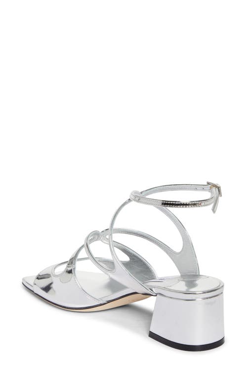 Jimmy Choo Sandali Azilia 45 In Pelle Metallizzata In Silver