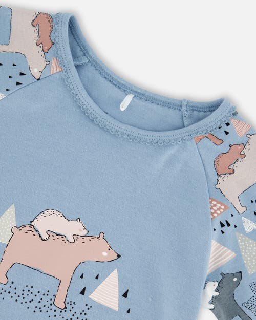 Shop Deux Par Deux Baby Girl's Organic Cotton Two Piece Pajama Set Air Blue Printed Mama Bears