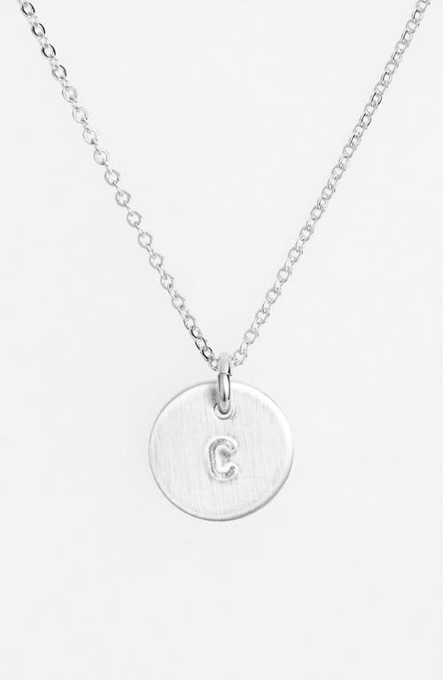 Sterling Silver Initial Mini Disc Necklace in Sterling Silver C
