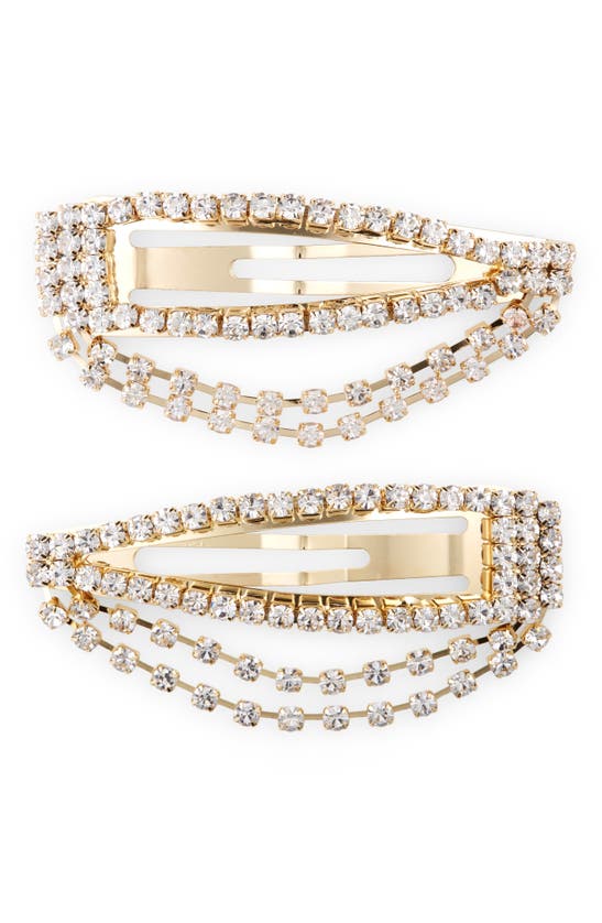 Tasha 2-pack Crystal Snap Clips In Gold