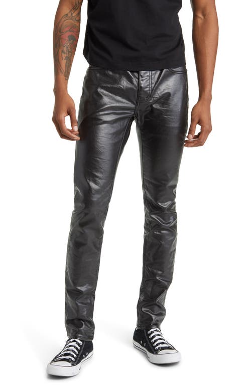 PURPLE BRAND Patent Film Coated Skinny Jeans Black at Nordstrom, X