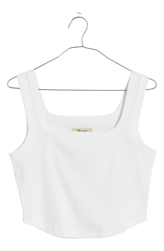 Shop Madewell The Tailored Sleekhold Crop Tank In Eyelet White