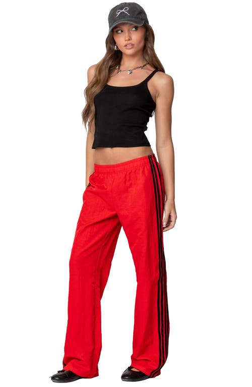 Shop Edikted Felicity Low Rise Nylon Track Pants In Red