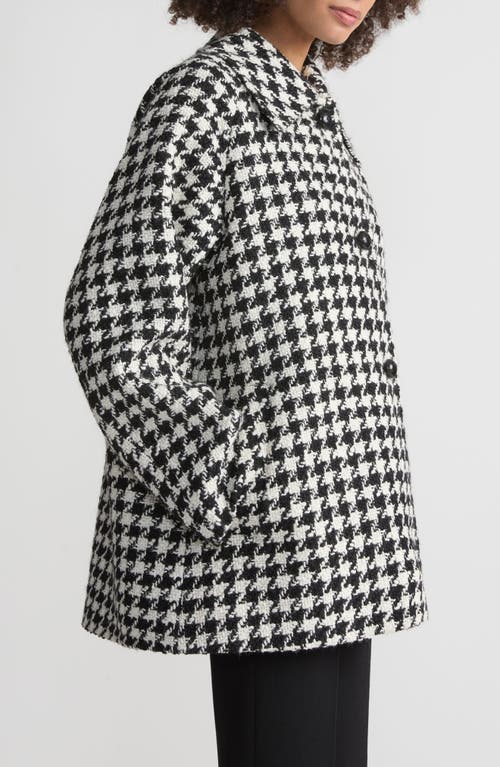 Shop Lafayette 148 New York Houndstooth Check Wool Blend Car Coat In Black Multi