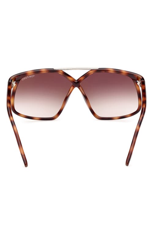 Shop Tom Ford Meryl 64mm Gradient Polarized Oversize Square Sunglasses In Shiny Havana Rose Gold/brown