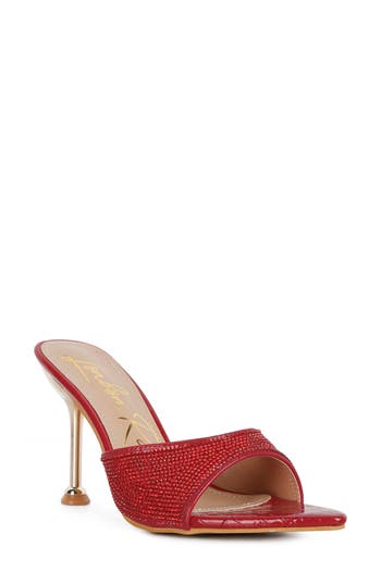 London Rag Sundai Diamante Ballroom Stiletto Sandals In Red