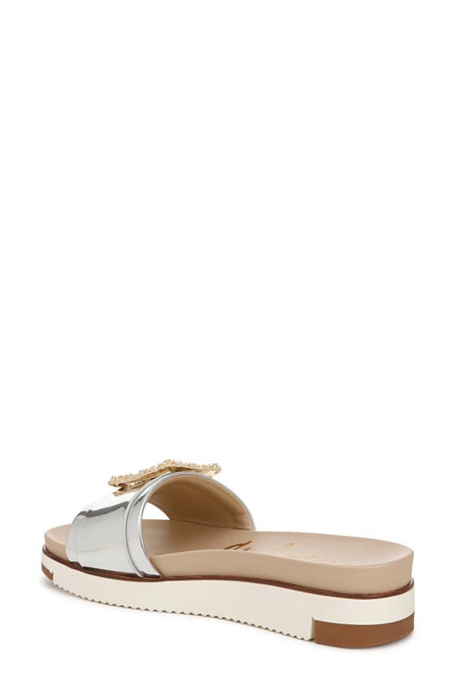 Shop Sam Edelman Ariane Platform Slide Sandal In Soft Silver