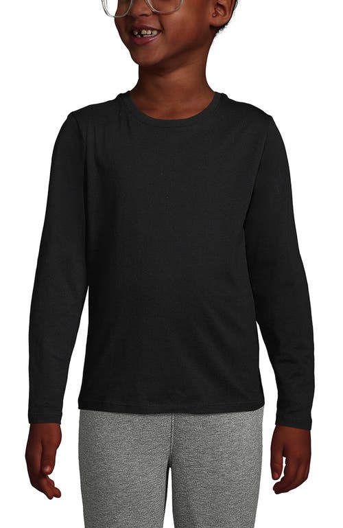 Shop Lands' End School Uniform Girls Long Sleeve Essential T-shirt In Black