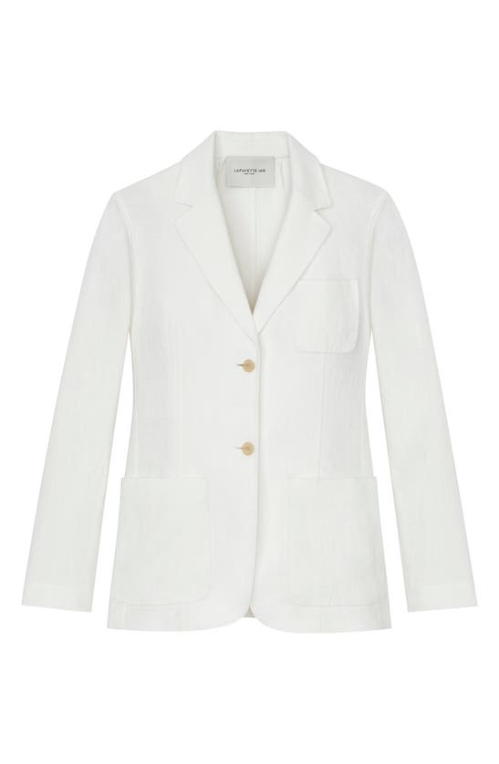 Shop Lafayette 148 Three-pocket Linen Blazer In White