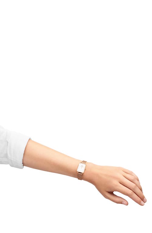 Daniel Wellington Quadro Melrose Mesh Strap Watch, 20mm X 26mm In Rose Gold/green