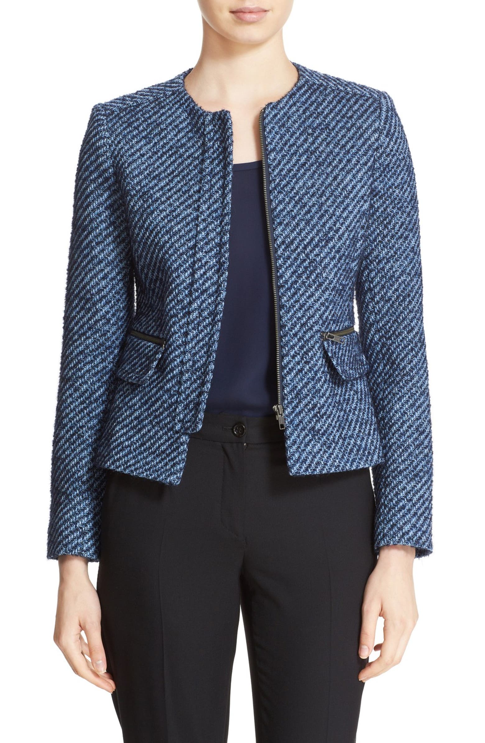 Helene Berman Zip Front Tweed Jacket | Nordstrom