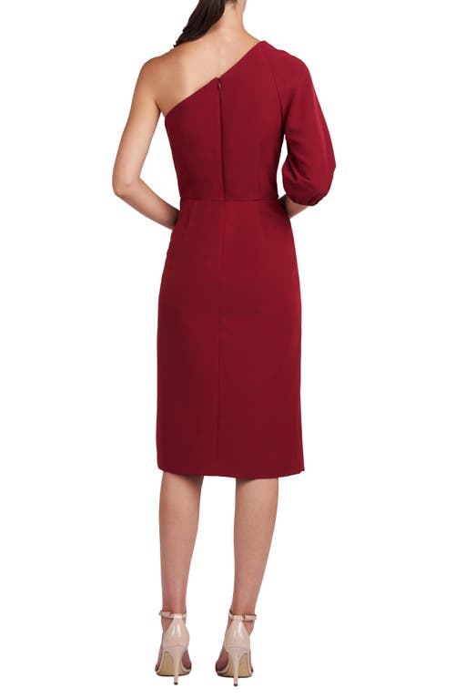 Shop Kay Unger Brea One-shoulder Sheath Cocktail Dress In Ruby Wine
