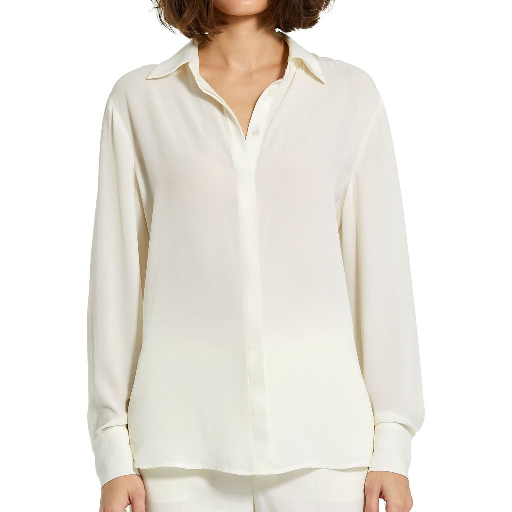 Mac Duggal Women's Georgette Button-front Shirt In Cream