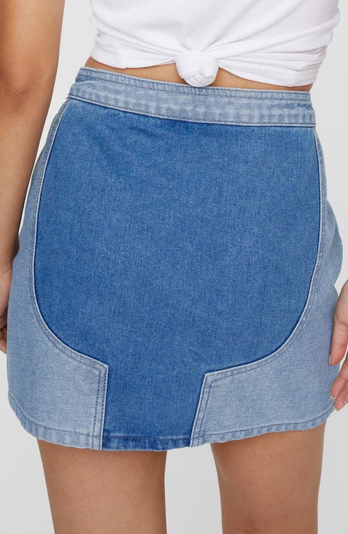 Shop Nasty Gal Palm Cutwork Front Zip Denim Skirt In Authentic Midwash