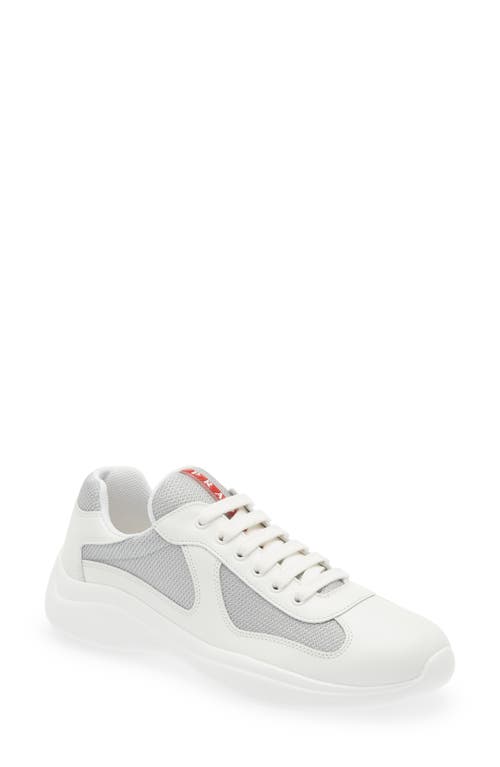 Shop Prada America's Cup Sneaker In White/silver