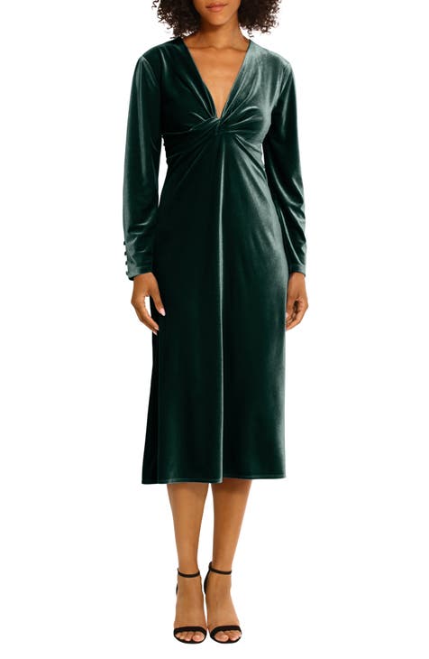 LAURA Velvet Dresses for Women Green Cocktail Dress Winter 