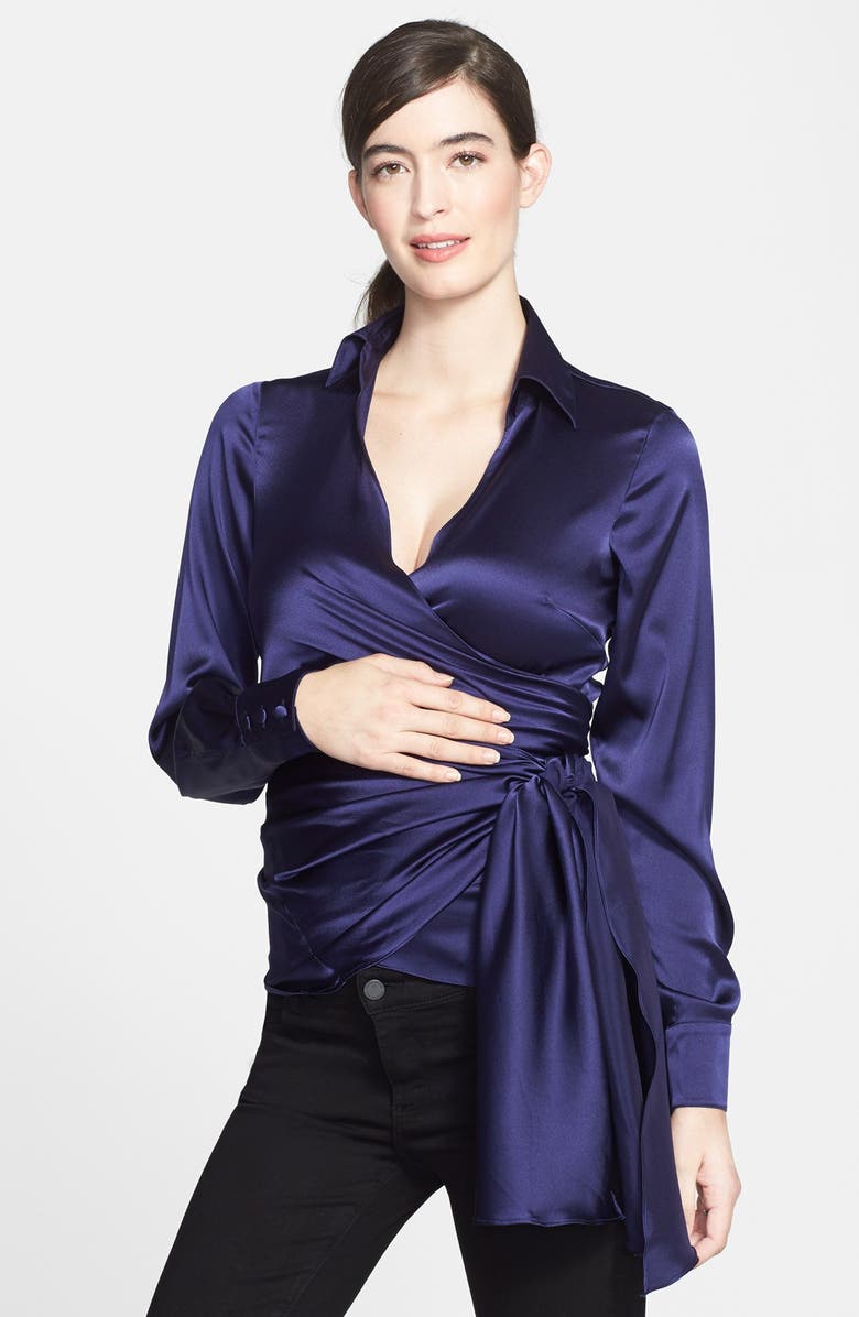 Eva Alexander London Silk Wrap Maternity Shirt | Nordstrom